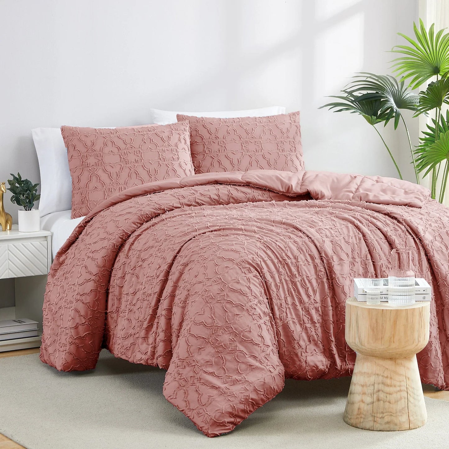 Moroccan Pattern Comforter Set, Rose