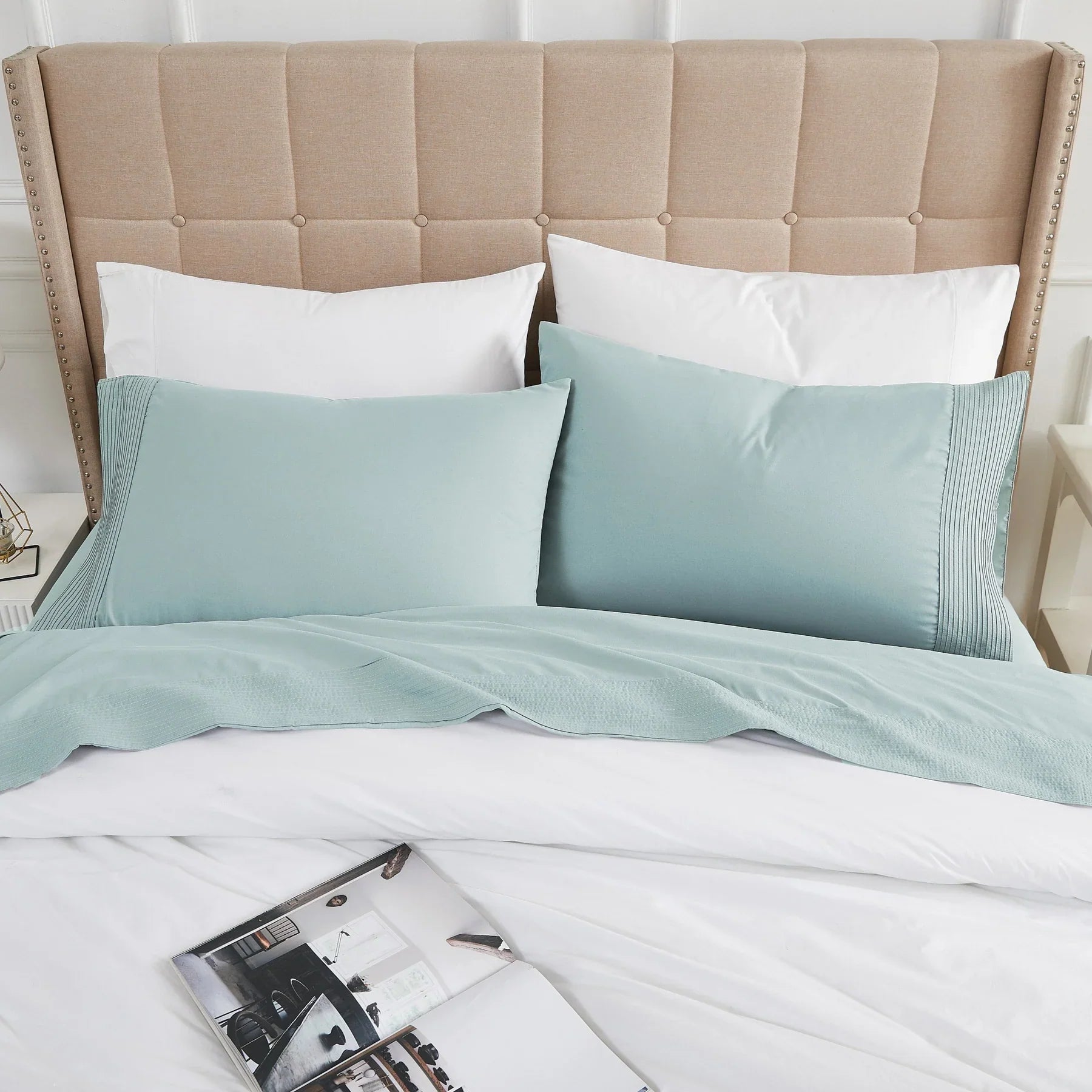 Pintuck Luxe Microfiber 4 Piece Sheet Set, Blue