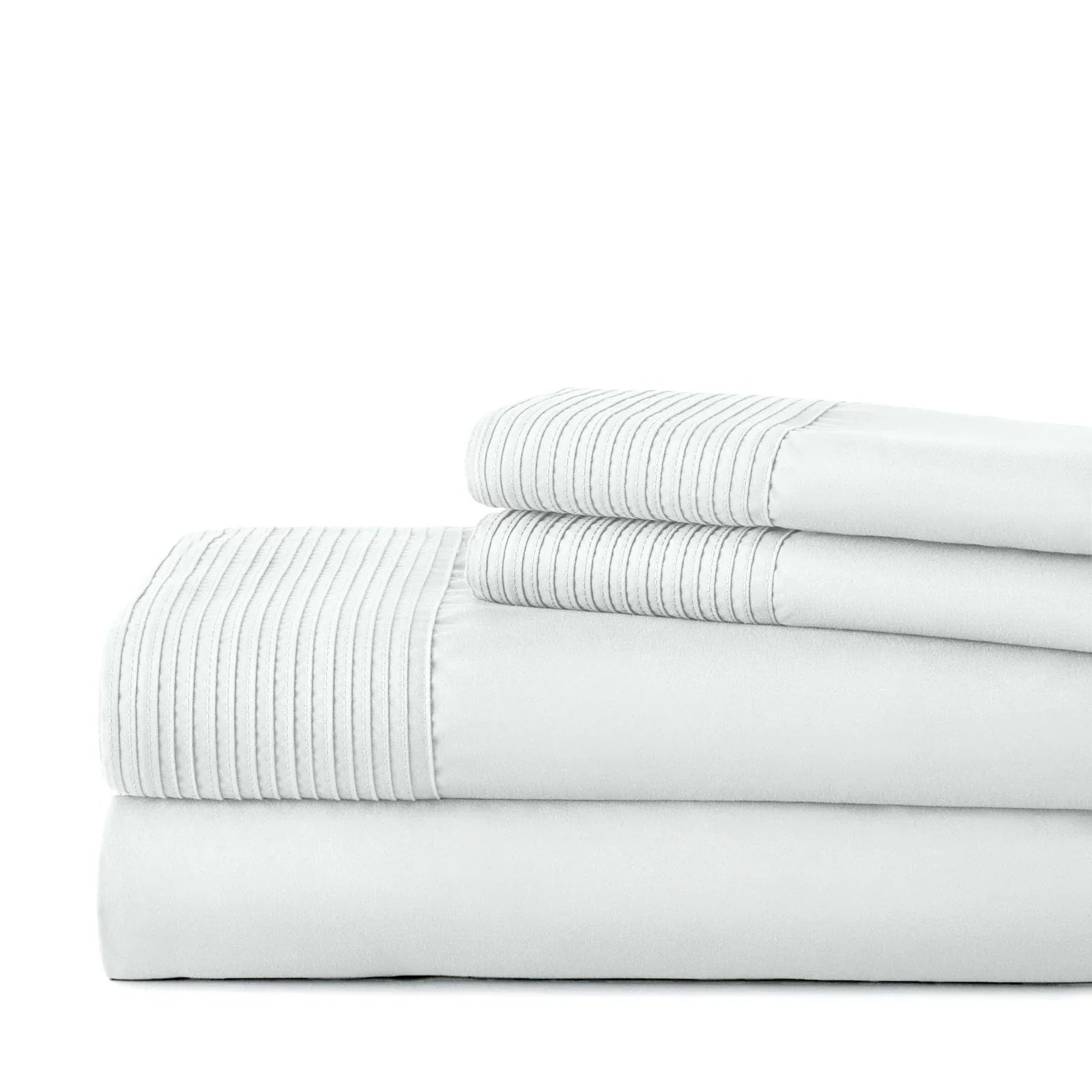 Pintuck Luxe Microfiber 4 Piece Sheet Set, White