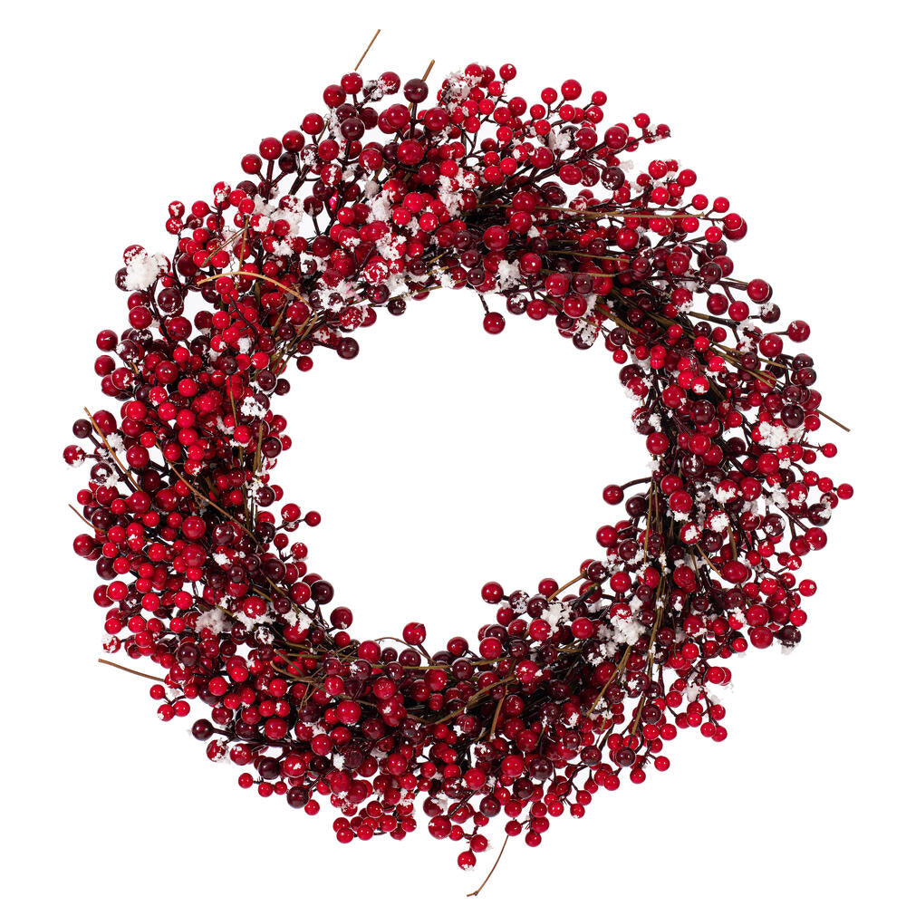 Red Snow Berry Wreath, 24"