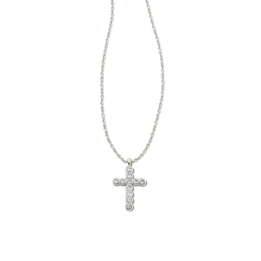Kendra Scott Crystal Cross Necklace, Silver
