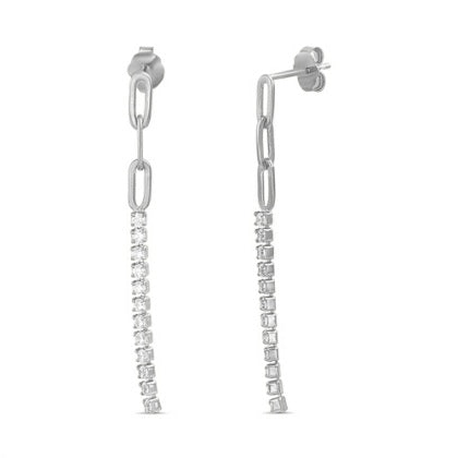 Paperclip & CZ Dangle Earrings