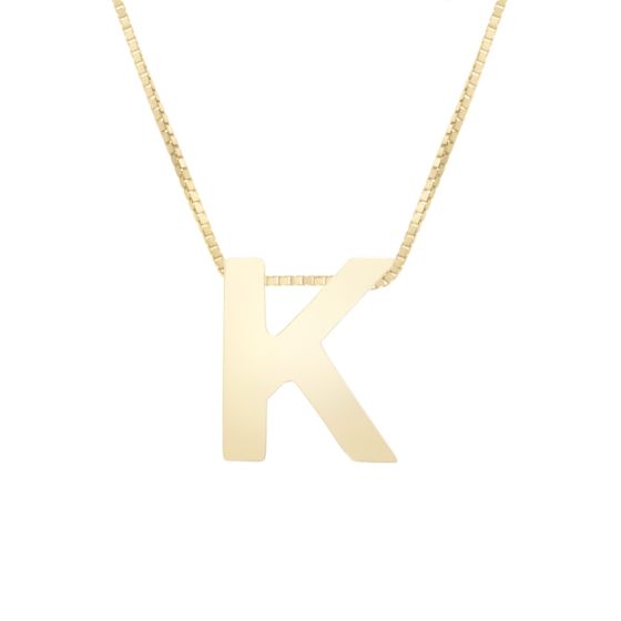 14K Block Letter Initial Necklace