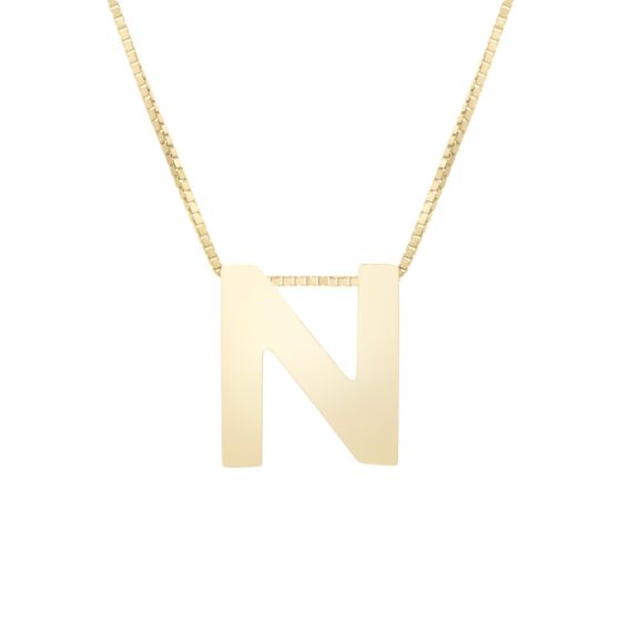 14K Block Letter Initial Necklace