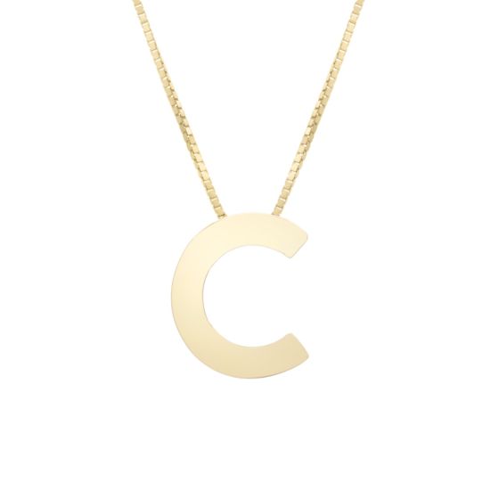 14K Block Letter Initial Necklace