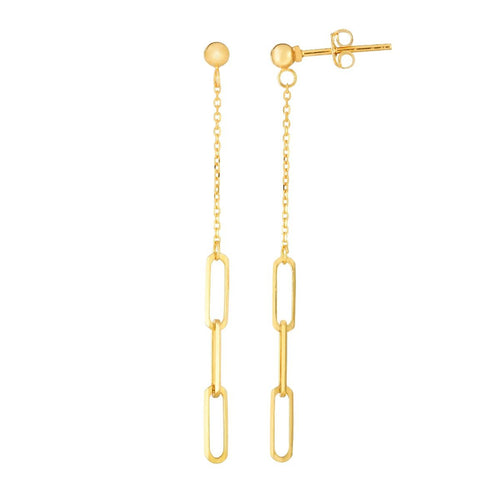 14K Dangle Paperclip Earrings