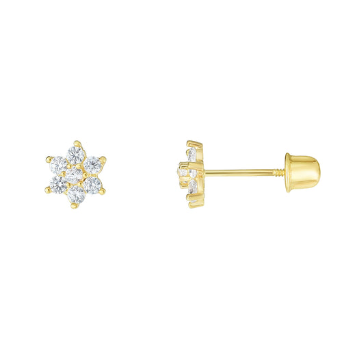 14K Flower CZ Earrings