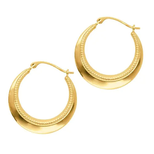 14K Gold Bead Detail Hoop Earrings