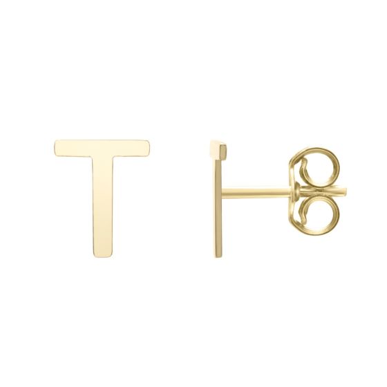 14K Initial Stud Earrings