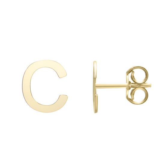 14K Initial Stud Earrings