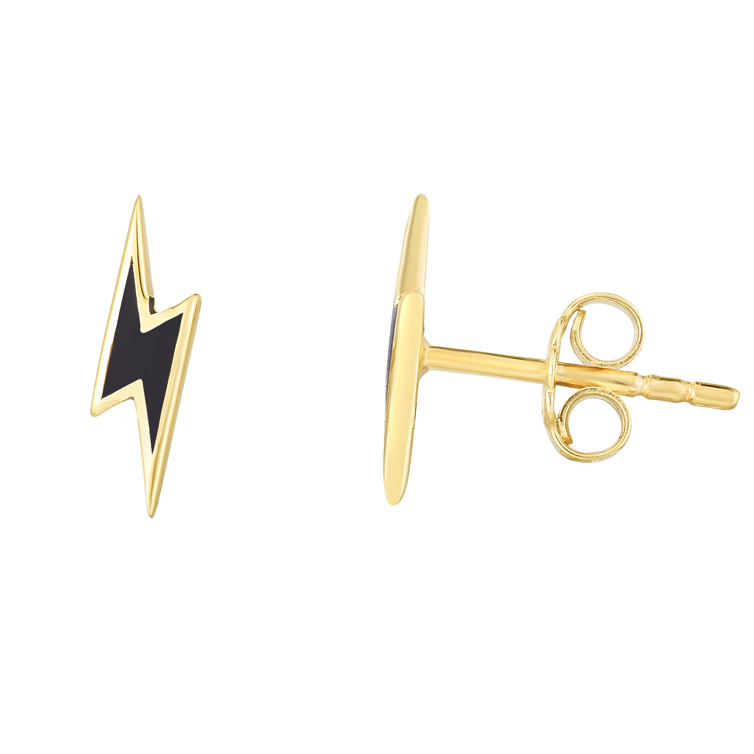 14K Lightning Bolt Enamel Earrings
