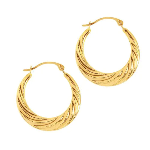 14K Milgrain Detail Twist Hoop Earrings