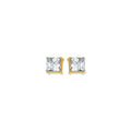 14K Princess Cut CZ Earrings, 7mm