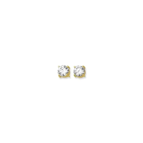 14K Round CZ Earrings
