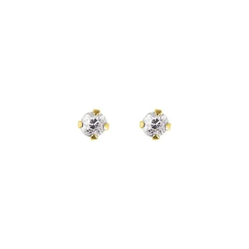 14K Round CZ Earrings