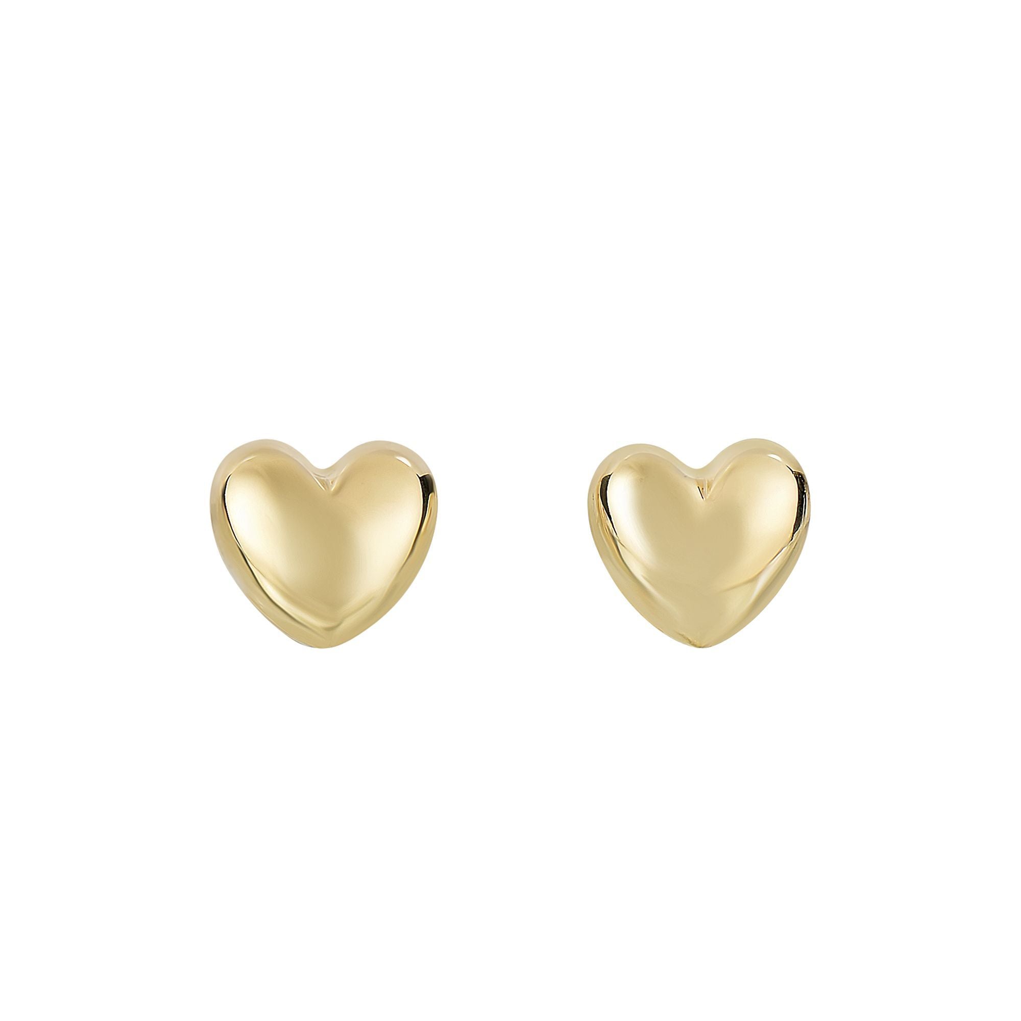 14K Small Heart Earrings, Yellow