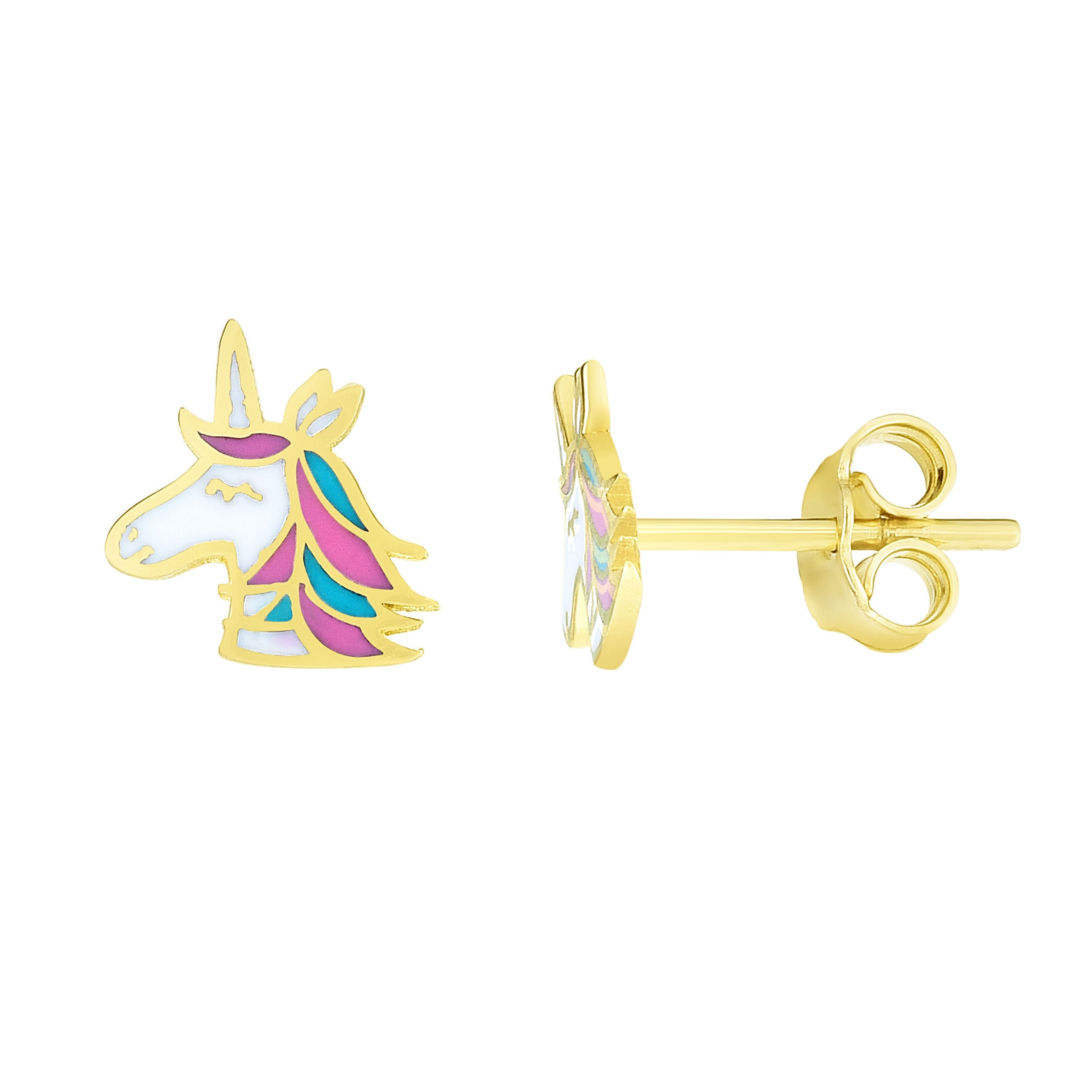 14K Unicorn Earrings