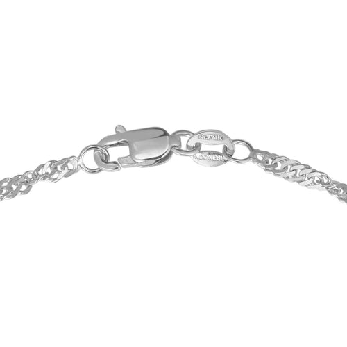 14K White Singapore Chain, 1.3mm