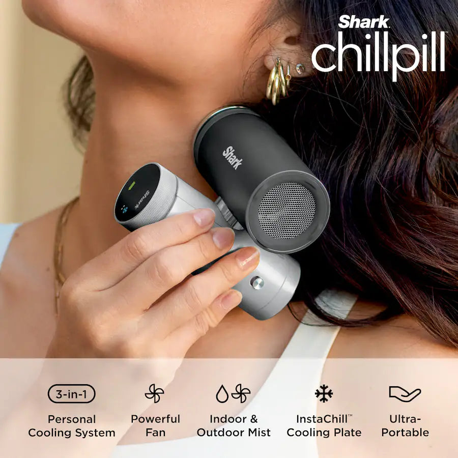 Shark ChillPill: The only 3-in-1 personal cooling system with fan, InstaChill cooling plate & dry-touch mist, Carbon