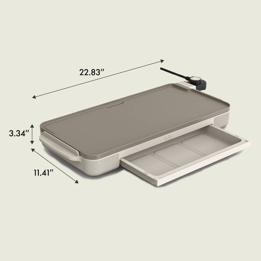 Bella 10" x 20" Electric Griddle with Warming Tray, Oatmilk