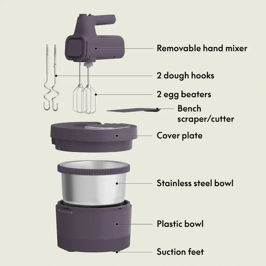 Bella 3.5 Quart Hand & Stand Mixer, Plum