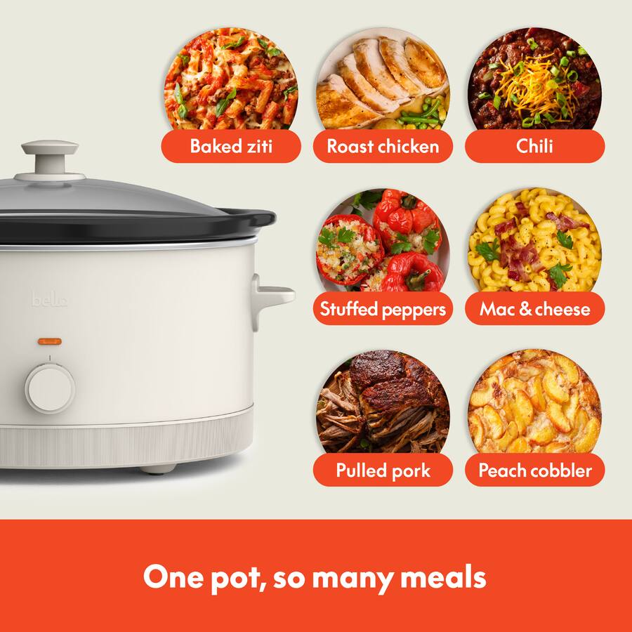 Bella 6 Quart Manual Slow Cooker, Oatmilk