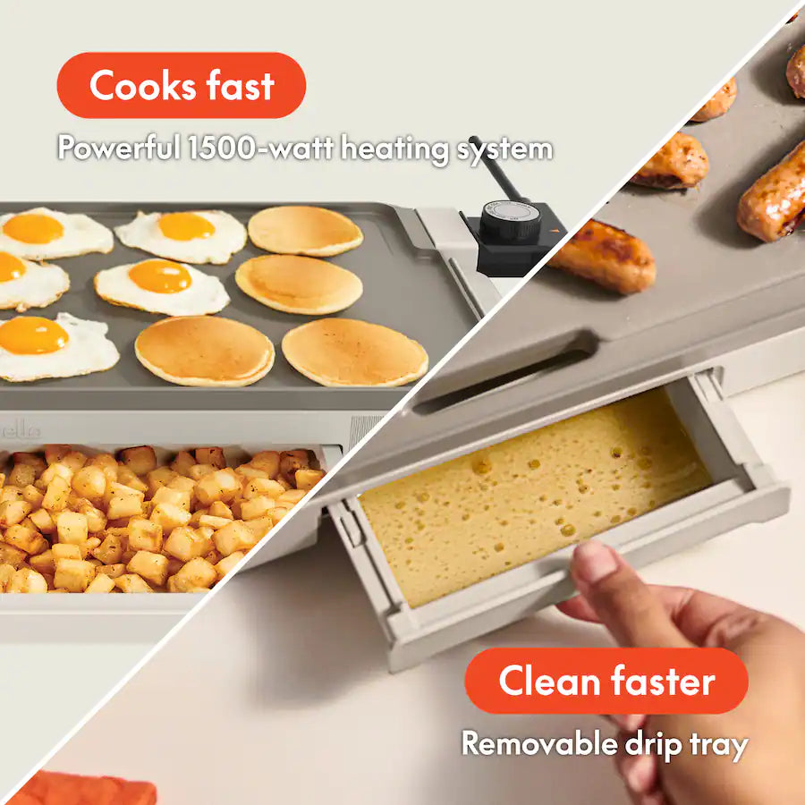 Bella Electric Griddle with Warming Tray, Oatmilk