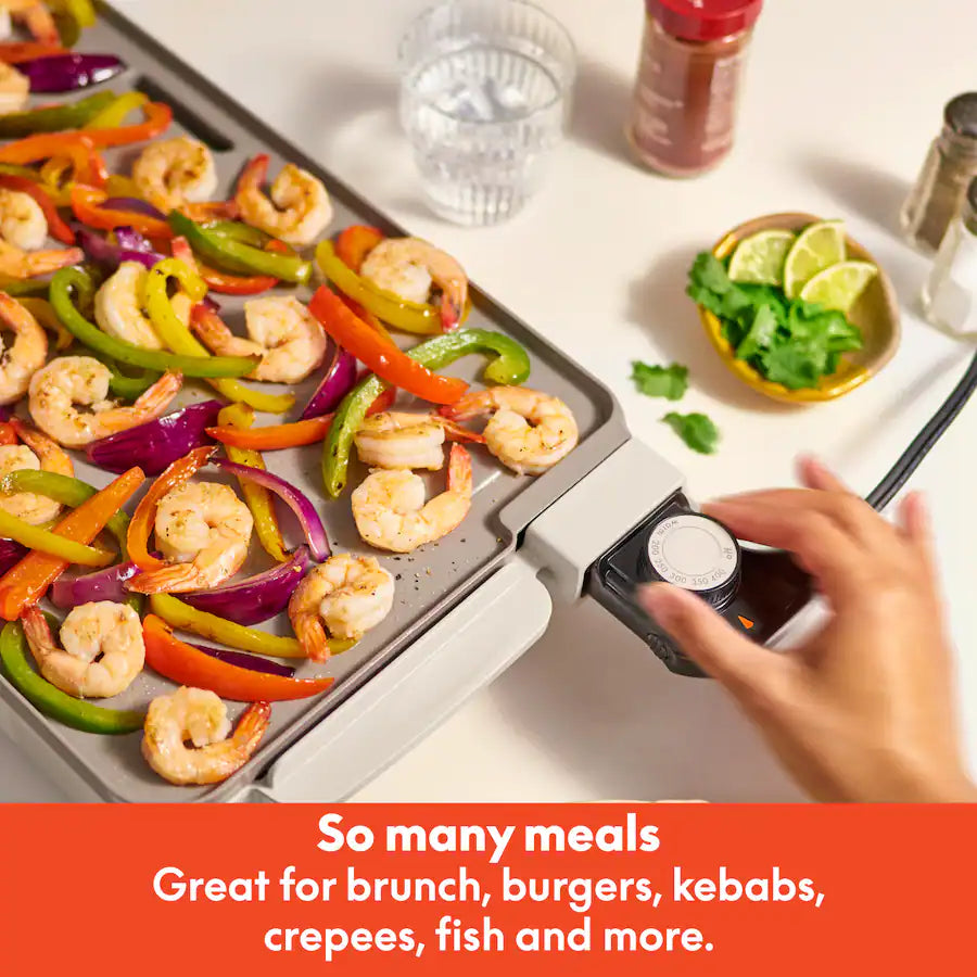 Bella Electric Griddle with Warming Tray, Oatmilk