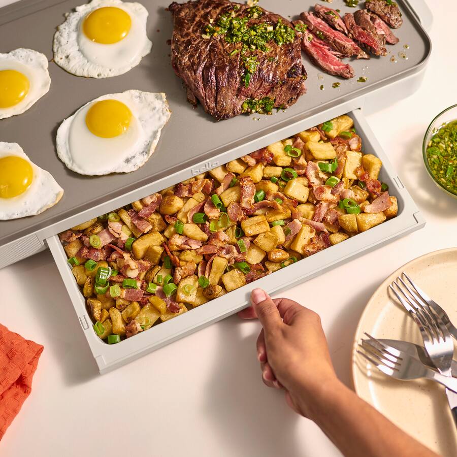 Bella Electric Griddle with Warming Tray, Oatmilk