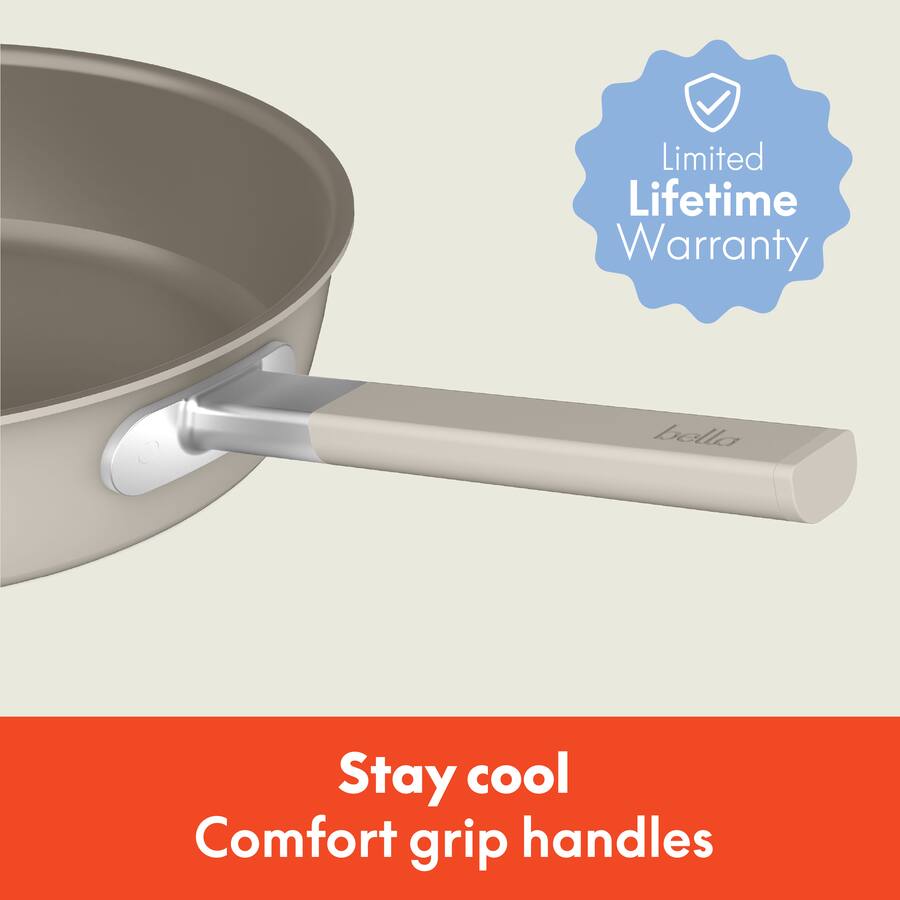 Bella Fits Anywhere 9 Piece Ceramic Nonstick Cookware Set, Oatmilk