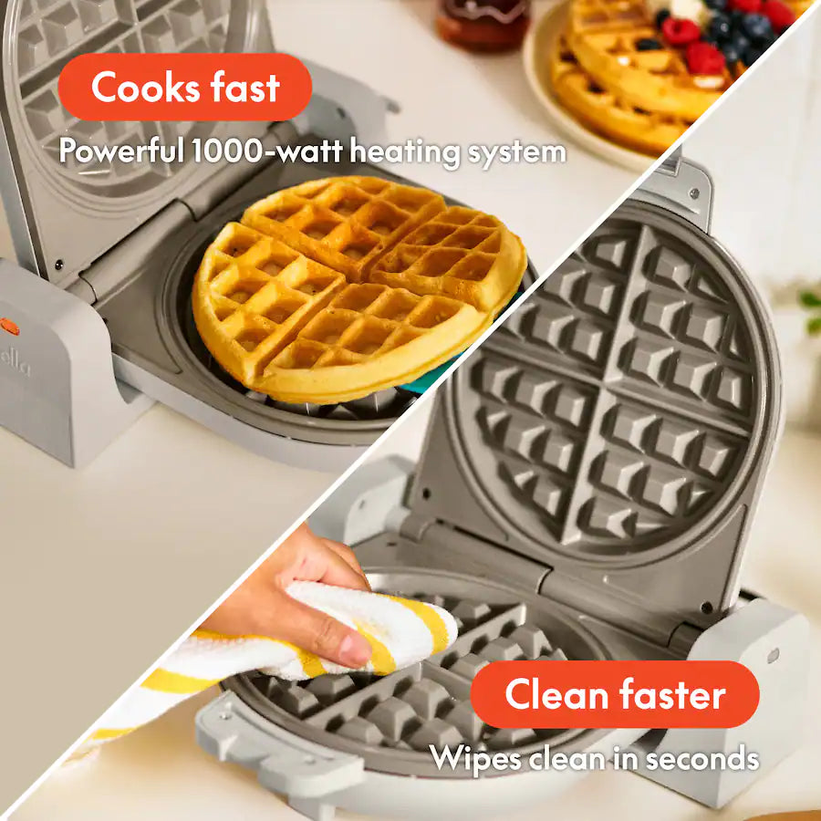 Bella Fits Anywhere Kitchenware Flip & Store Belgian Waffle Maker, Oatmilk