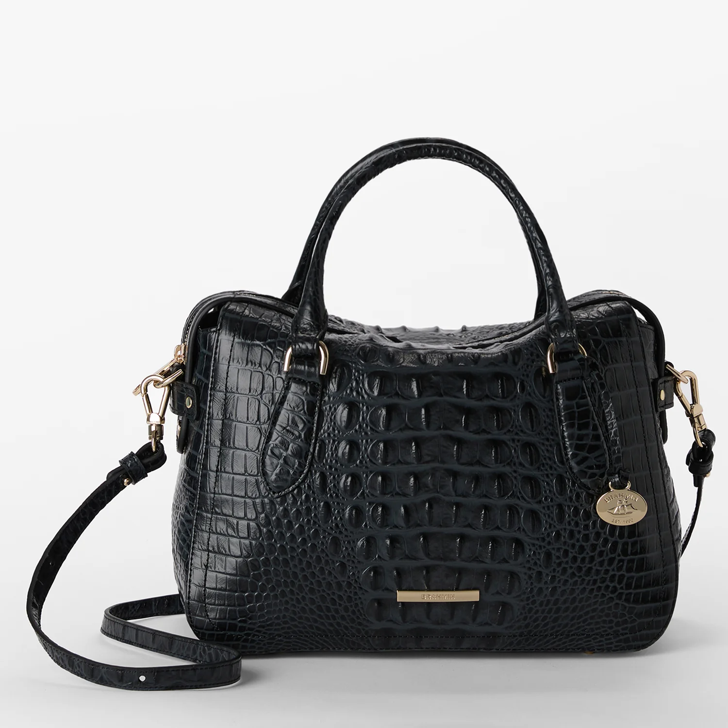 Brahmin Alden Road Collection Micaela Satchel, Black Alden Road