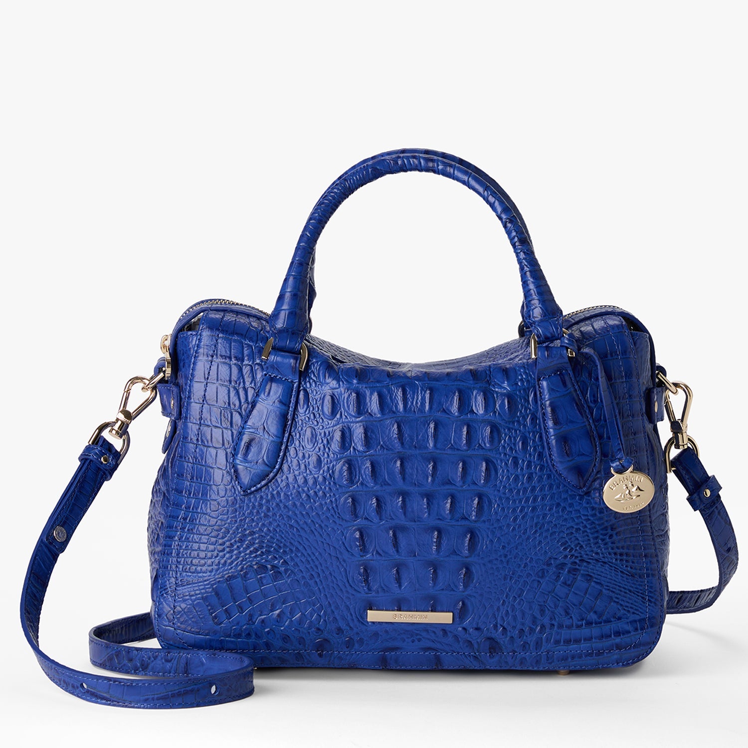 Brahmin Alden Road Collection Micaela Satchel, Blue Alden Road
