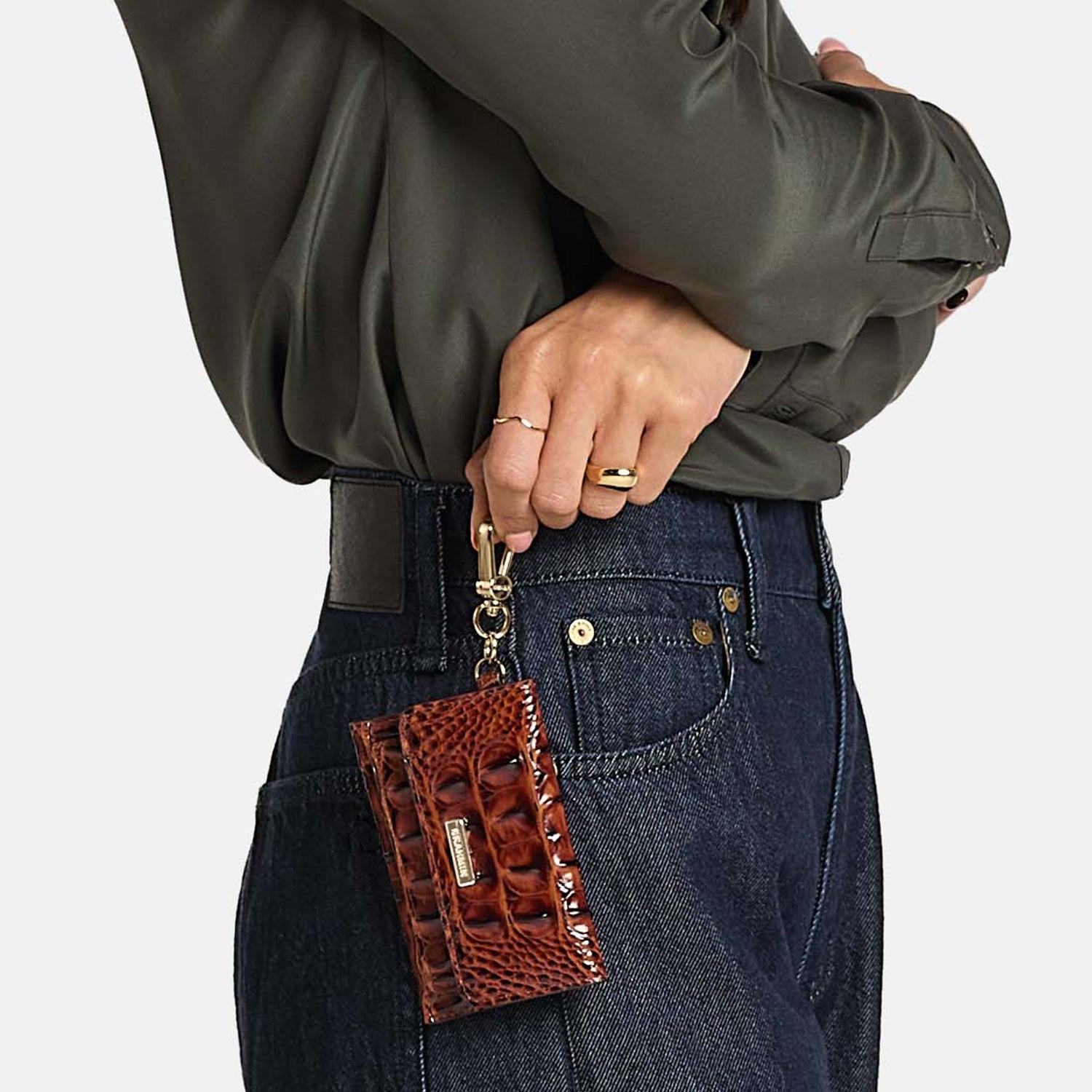 Brahmin Alden Road Collection Ricki Clip on Wallet, Blue Alden Road