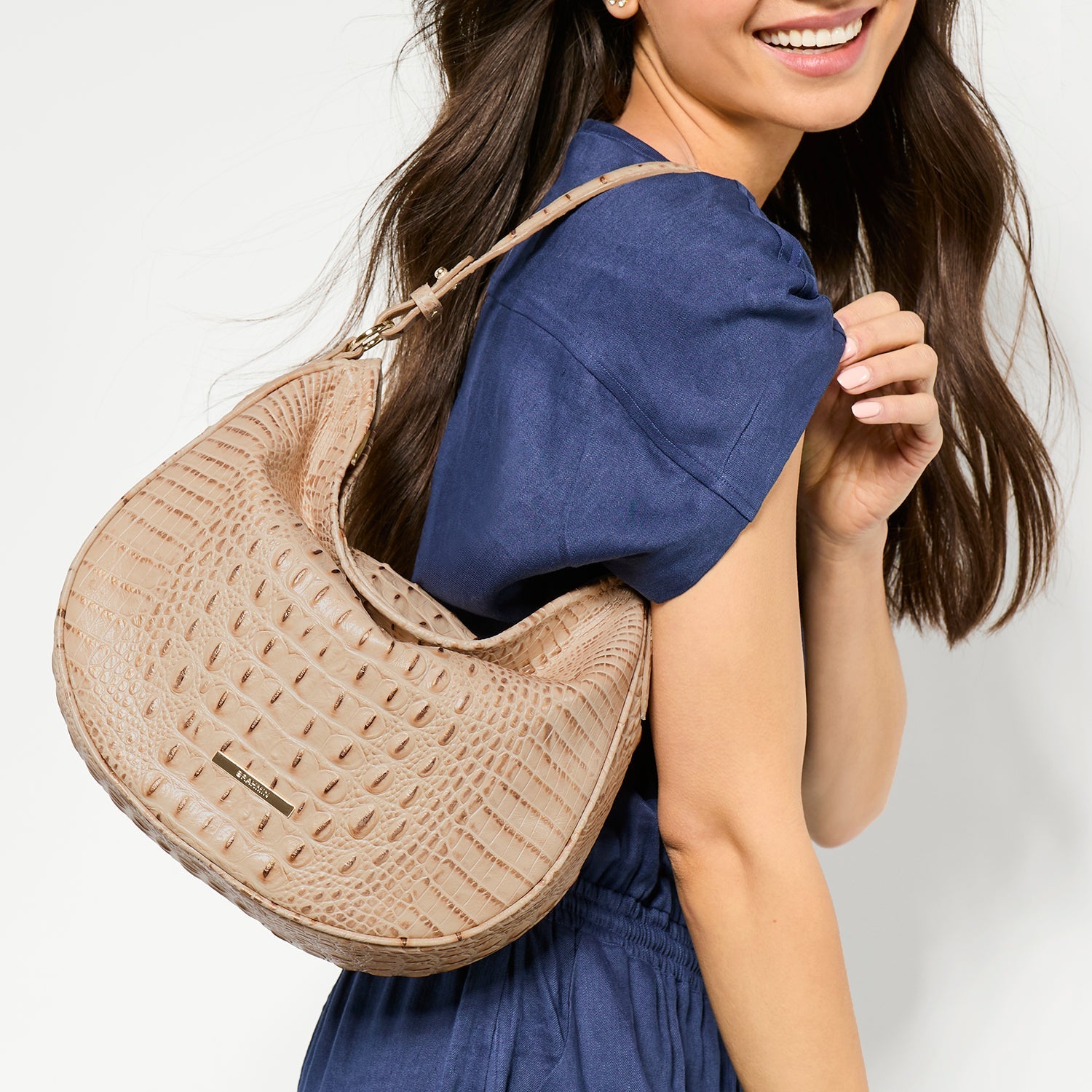 Brahmin Alden Road Collection Small Kathleen Shoulder Bag, Blue Alden Road