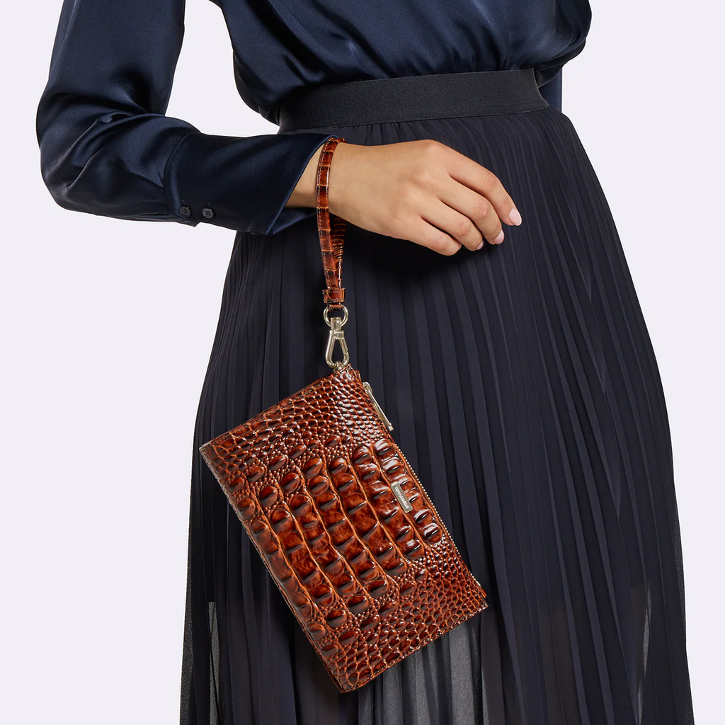 Brahmin Melbourne Collection Daisy Wristlet, Pinstripe Petals