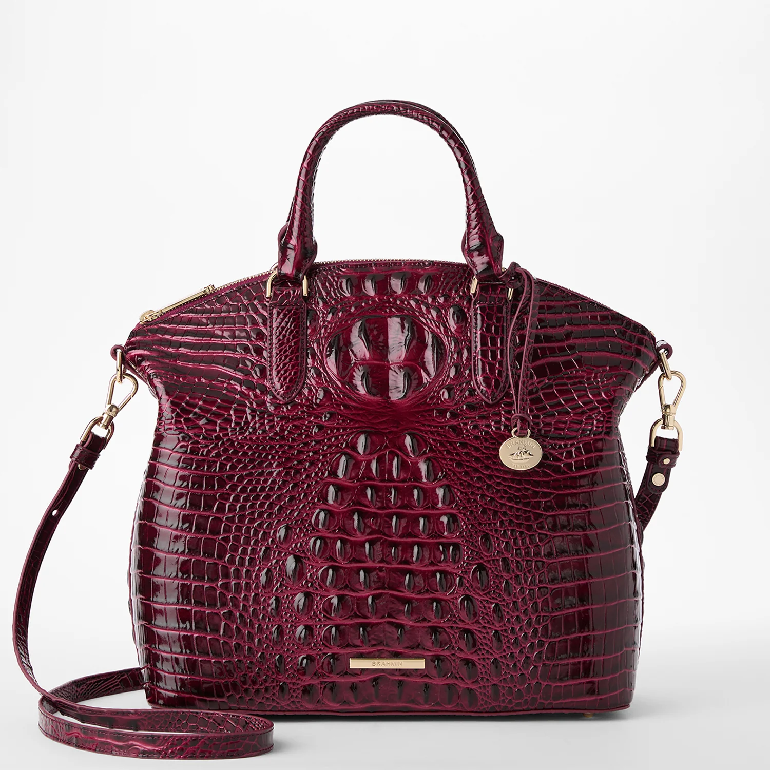 Brahmin Melbourne Collection Large Duxbury Satchel, Cherry Lacquer