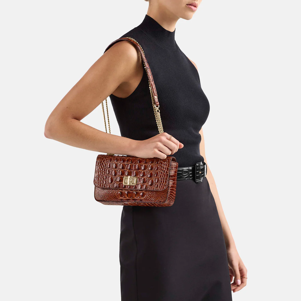 Brahmin Melbourne Collection Rosa Crossbody, Black / Silver Hardware