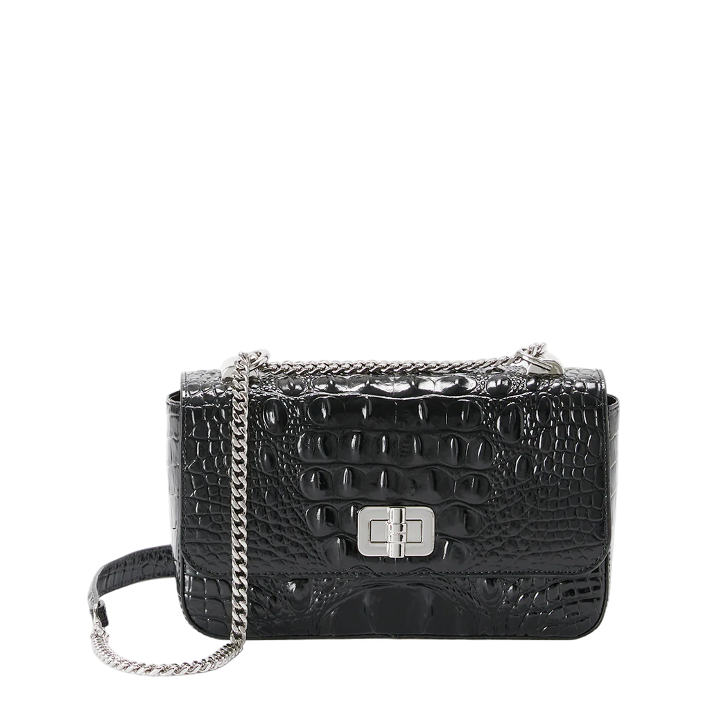 Brahmin Melbourne Collection Rosa Crossbody, Black / Silver Hardware