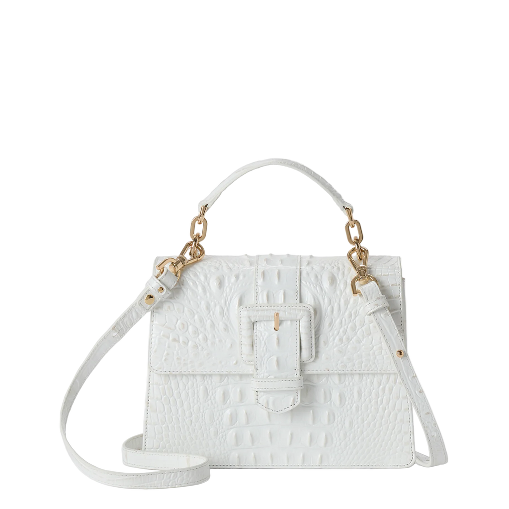 Brahmin Melbourne Collection Small Hallie Satchel, Sea Salt White