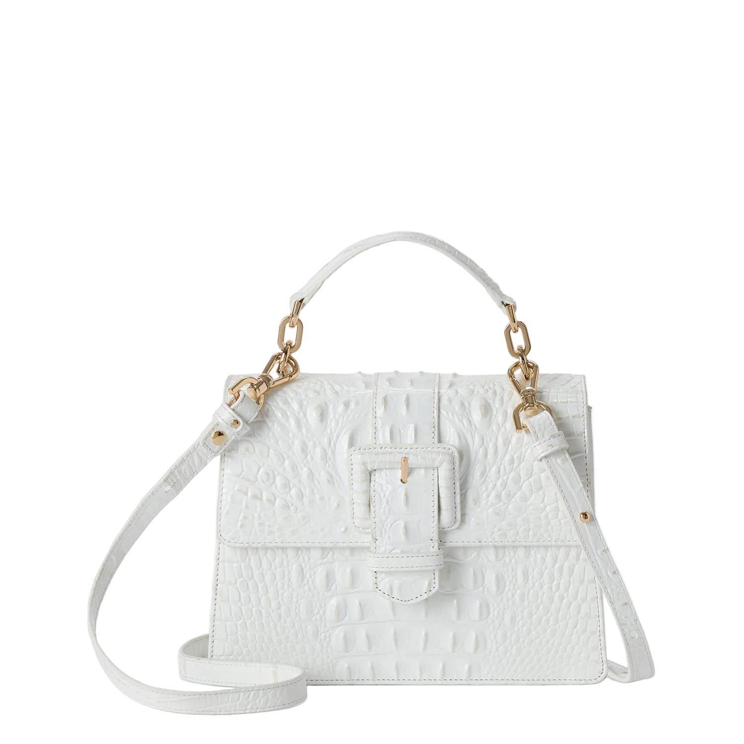 Brahmin Melbourne Collection Small Hallie Satchel, Sea Salt White