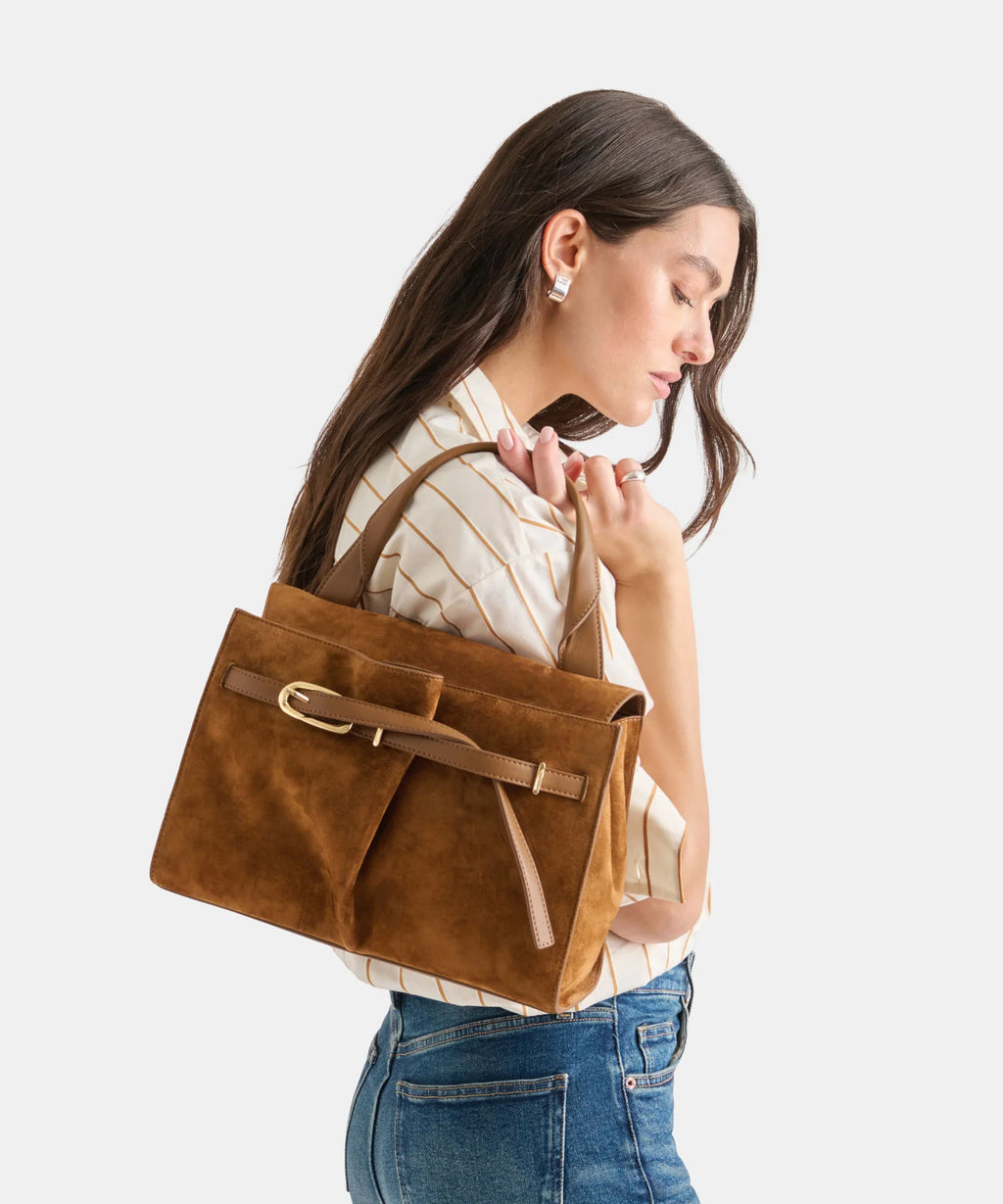 Dolce Vita Borgo Suede Satchel, Dark Tan