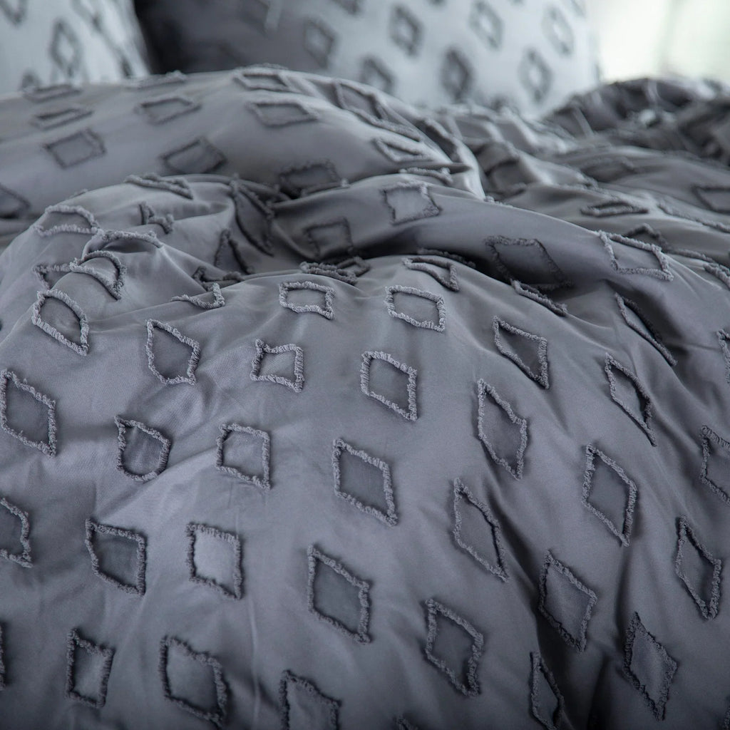 Diamond Pattern Duvet Cover Set, Slate