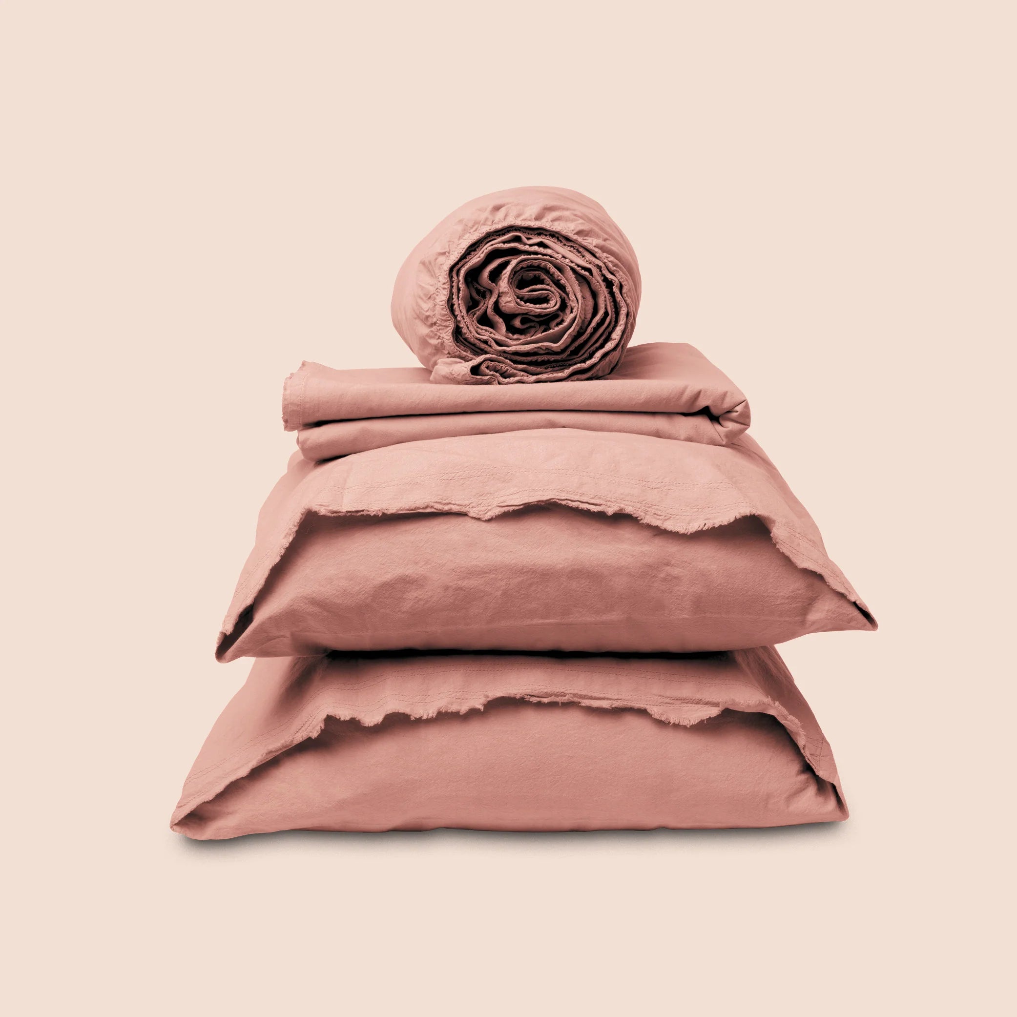 Dr. Weil Garment Washed Percale Sheets, Pink Sandstone