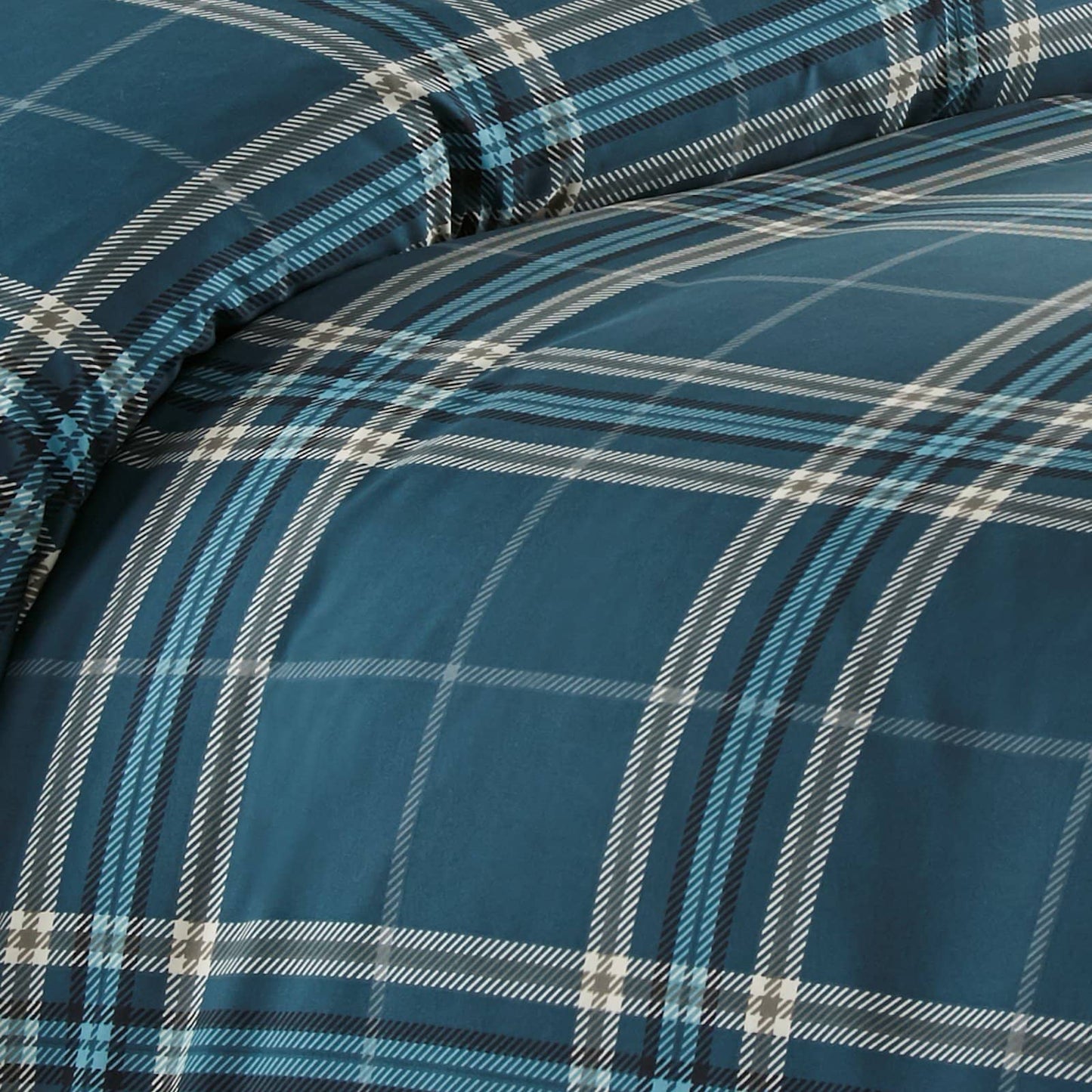 Simple Plaid Comforter Set, Blue