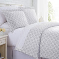 Floral Block Print Duvet Cover Set, Grey