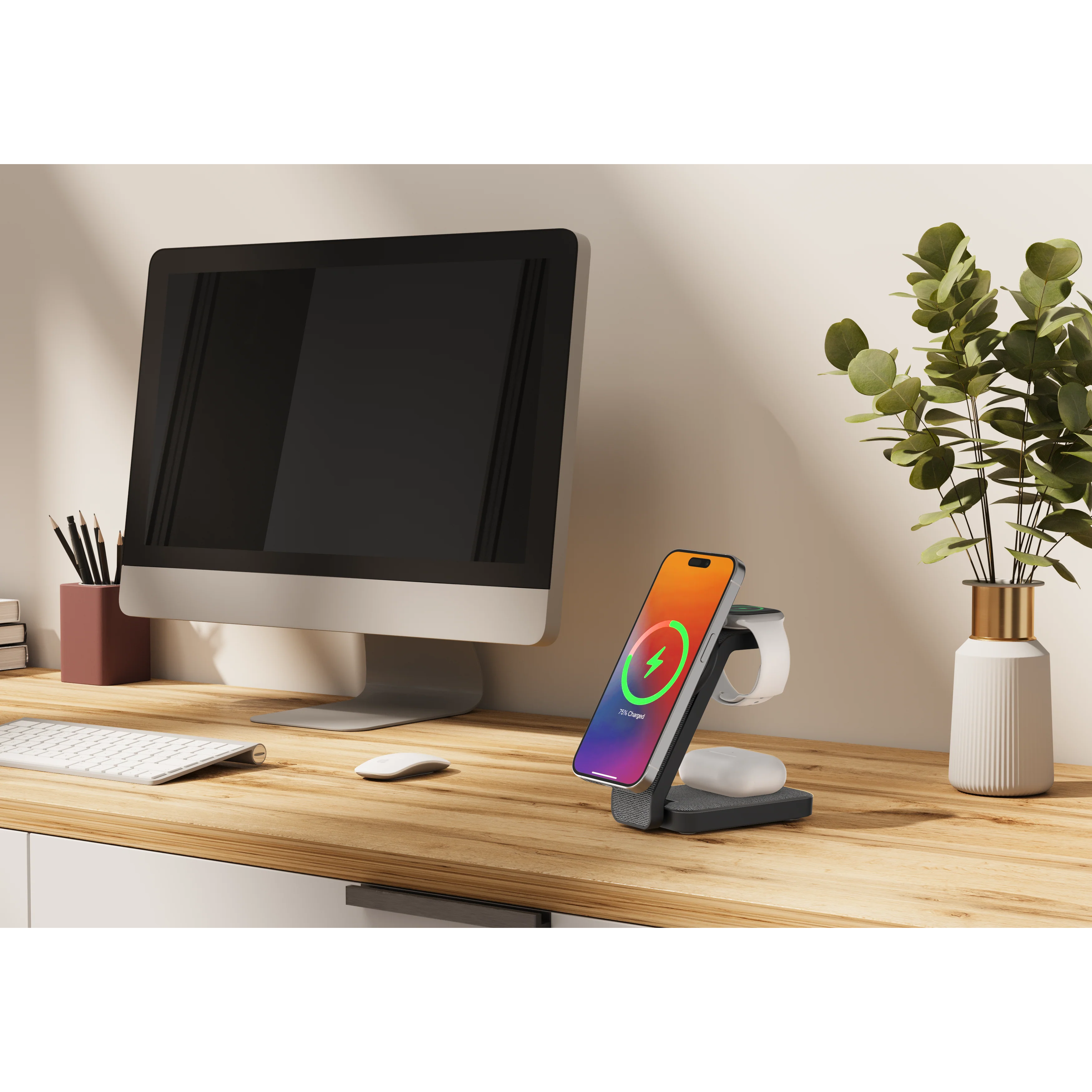 Griffin 3-in-1 Foldable Wireless Charger, Black