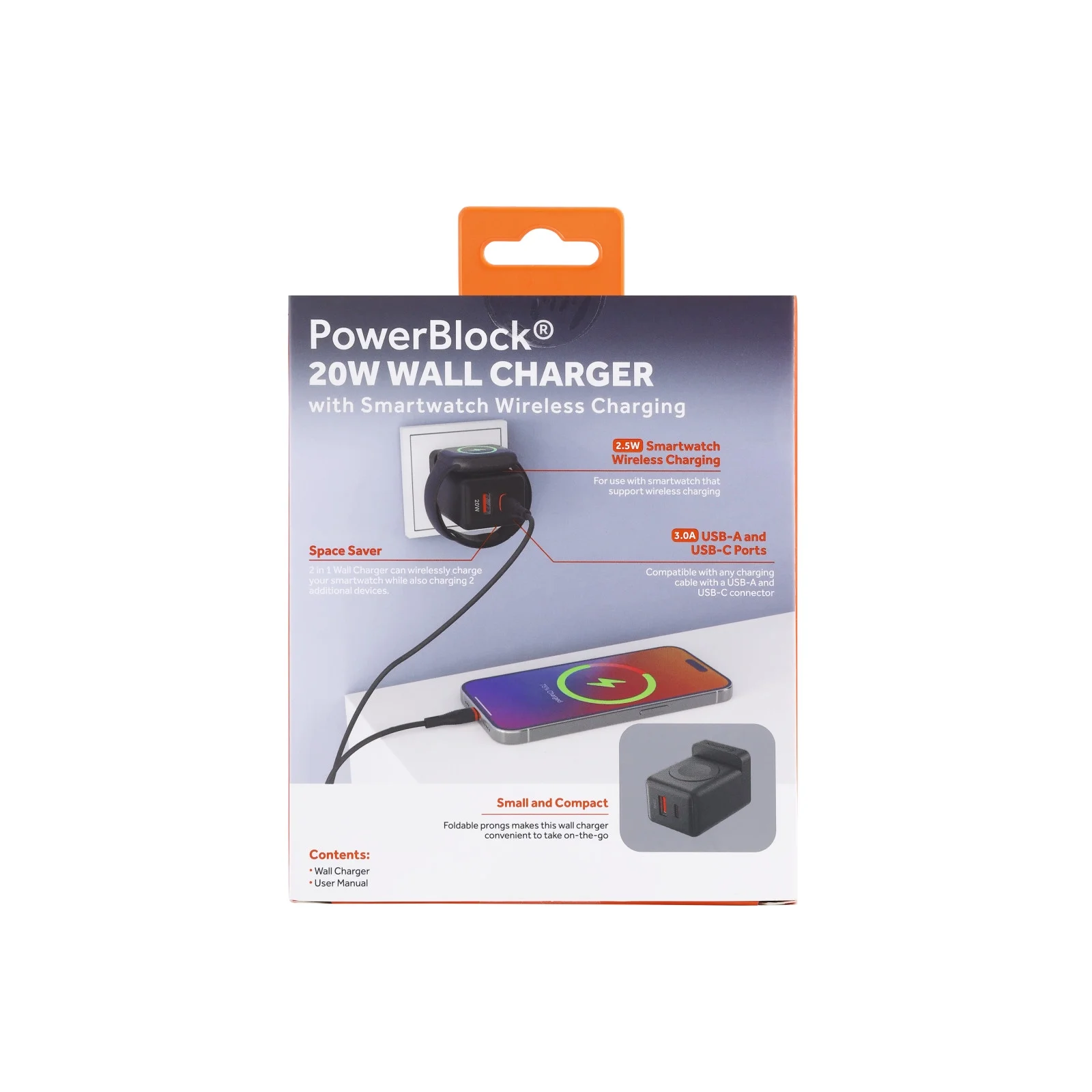 Griffin PowerBlock 20W Wall Charger with SmartWatch Wireless Charging
