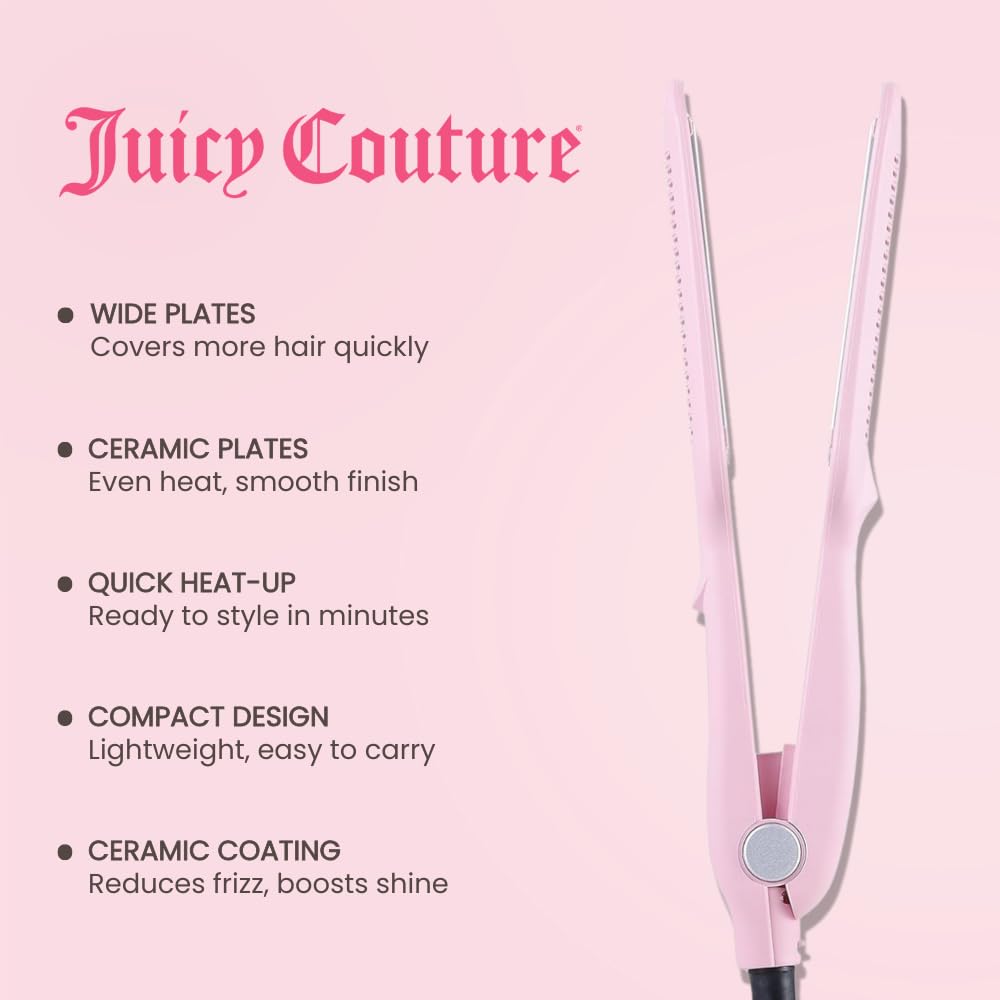 Juicy Couture Extra Wide Ceramic Flat Iron, Pink