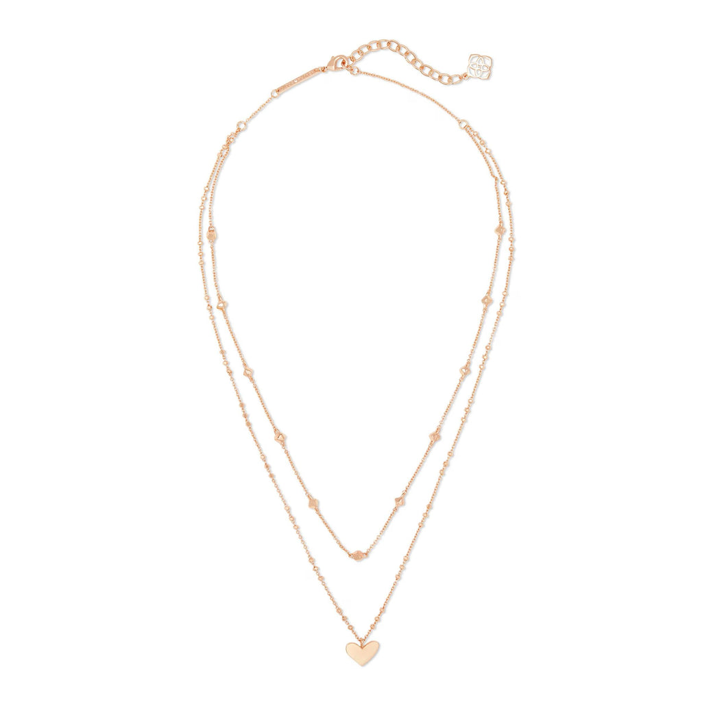 Kendra Scott Ari Heart Multi Strand Necklace, Rose Gold
